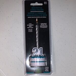 NEW- Blue and Silver Beer Bottle Opener & Candle Holder by Nique